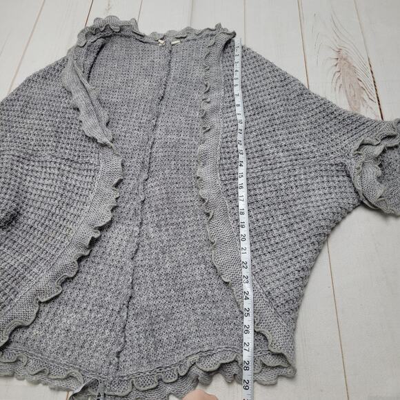 Moth Anthropologie cocoon knit ruffle cardigan open wool Grandma core - Picture 3 of 8